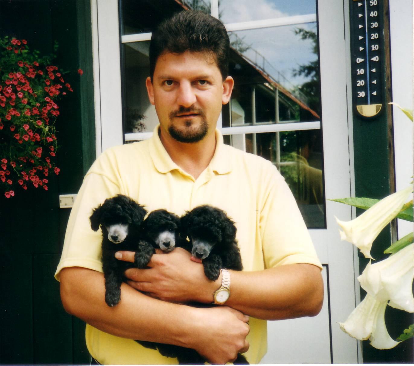 Unser A- Wurf (Anton, Aika, Alexa) im Sommer 2000.